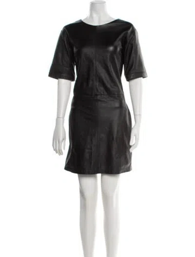 Pre-owned Frame Lamb Leather Mini Dress In Black