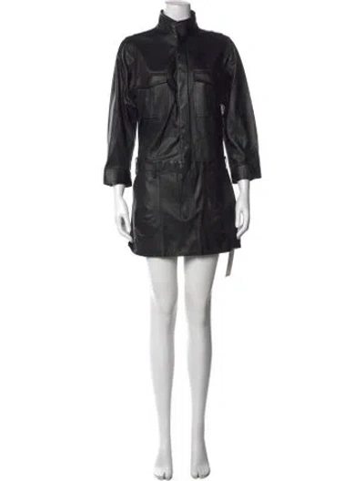 Pre-owned Frame Lamb Leather Mini Dress In Black