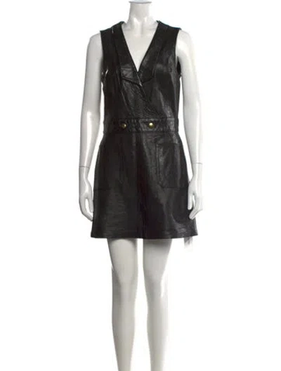 Pre-owned Frame Lamb Leather Mini Dress In Black