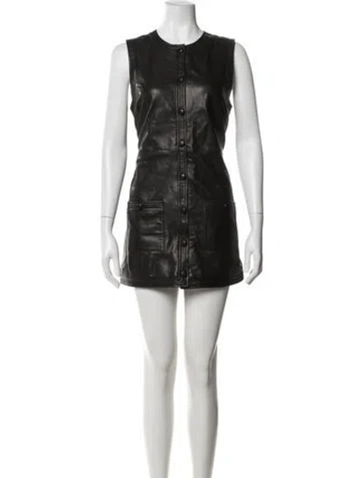 Pre-owned Frame Lamb Leather Mini Dress In Black