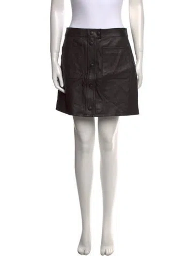 Pre-owned Frame Lamb Leather Mini Skirt In Black
