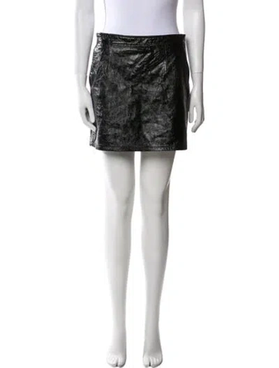 Pre-owned Frame Lamb Leather Mini Skirt In Black