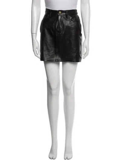Pre-owned Frame Lamb Leather Mini Skirt In Black