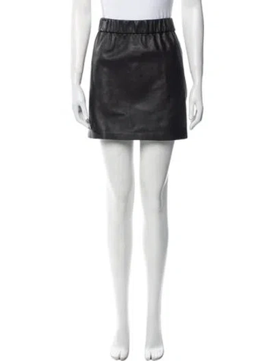 Pre-owned Frame Lamb Leather Mini Skirt In Black