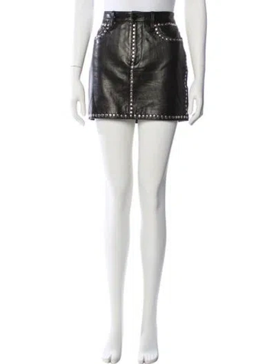 Pre-owned Frame Lamb Leather Mini Skirt In Black