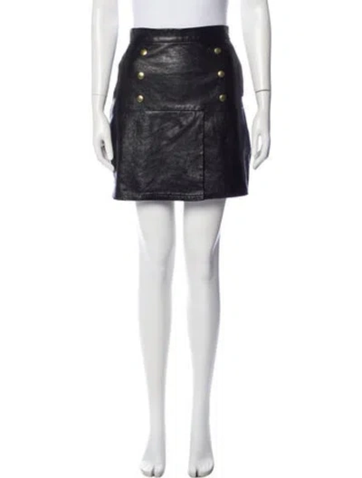 Pre-owned Frame Lamb Leather Mini Skirt In Black