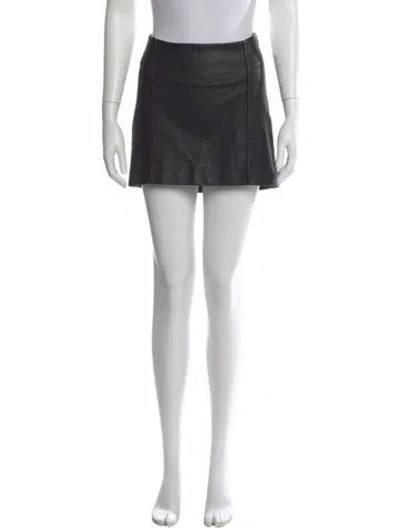 Pre-owned Frame Lamb Leather Mini Skirt In Black