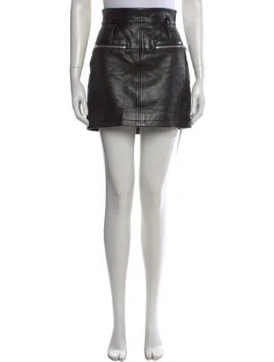 Pre-owned Frame Lamb Leather Mini Skirt In Black