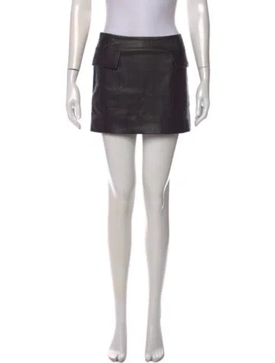 Pre-owned Frame Lamb Leather Mini Skirt In Black