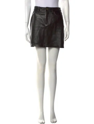 Pre-owned Frame Lamb Leather Mini Skirt In Black