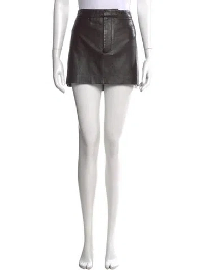 Pre-owned Frame Lamb Leather Mini Skirt In Black