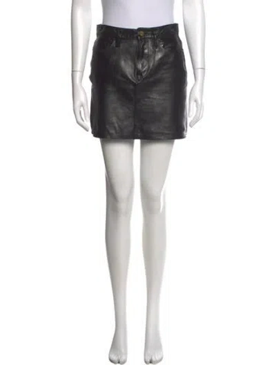 Pre-owned Frame Lamb Leather Mini Skirt In Black