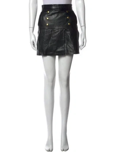 Pre-owned Frame Lamb Leather Mini Skirt In Black