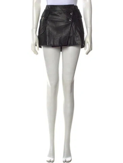 Pre-owned Frame Lamb Leather Mini Skirt In Black