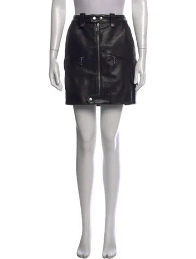 Pre-owned Frame Lamb Leather Mini Skirt In Black