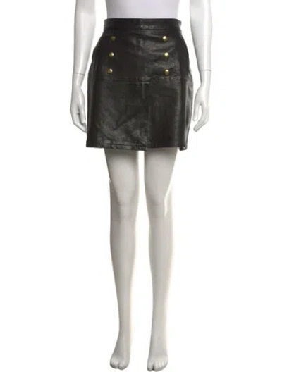 Pre-owned Frame Lamb Leather Mini Skirt In Black
