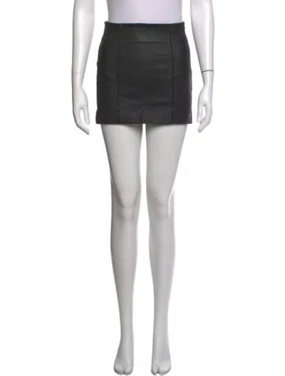Pre-owned Frame Lamb Leather Mini Skirt In Black