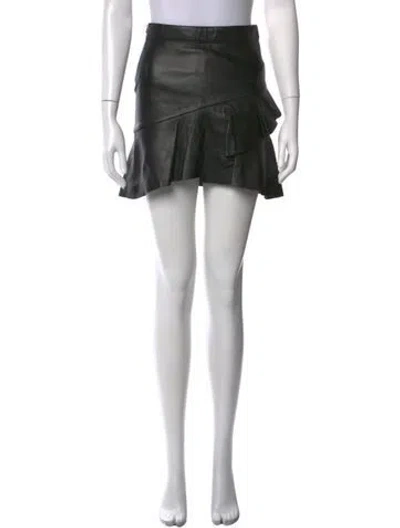 Pre-owned Frame Lamb Leather Mini Skirt In Black