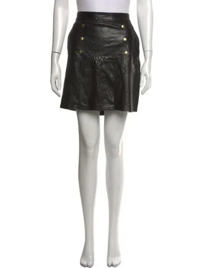 Pre-owned Frame Lamb Leather Mini Skirt In Black