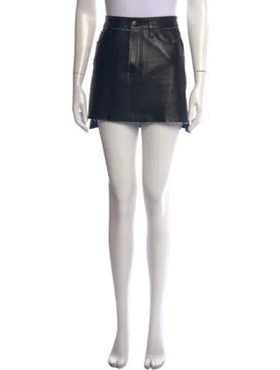 Pre-owned Frame Lamb Leather Mini Skirt In Black