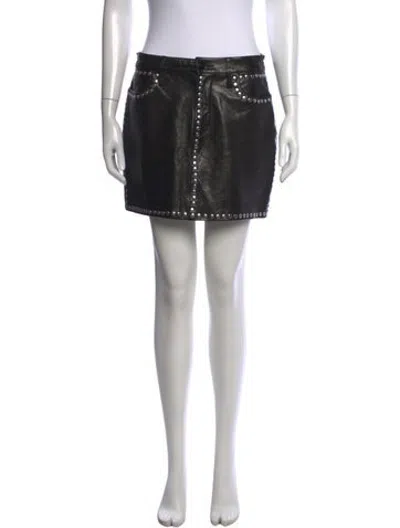 Pre-owned Frame Lamb Leather Mini Skirt In Black
