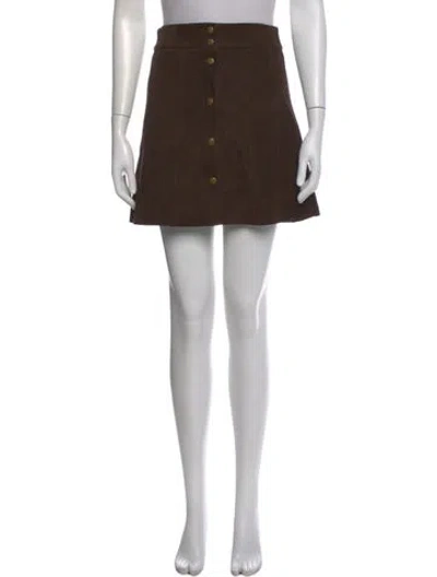 Pre-owned Frame Lamb Leather Mini Skirt In Brown