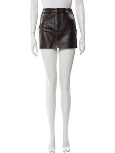 Pre-owned Frame Lamb Leather Mini Skirt In Brown
