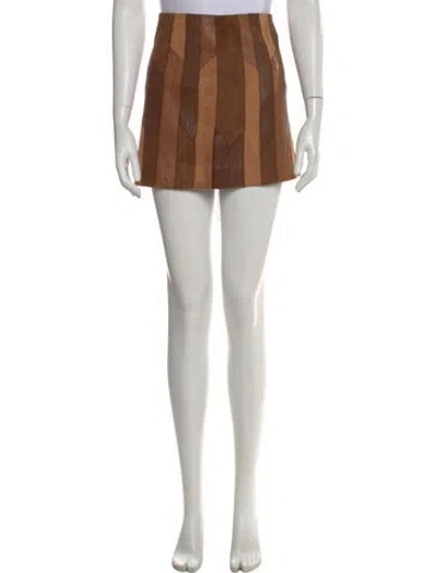 Pre-owned Frame Lamb Leather Mini Skirt In Brown