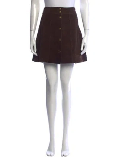 Pre-owned Frame Lamb Leather Mini Skirt In Brown