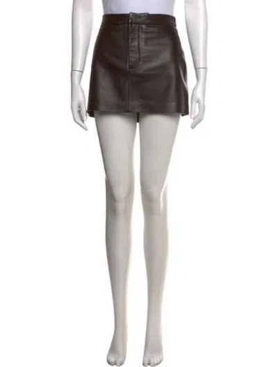 Pre-owned Frame Lamb Leather Mini Skirt In Brown