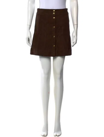 Pre-owned Frame Lamb Leather Mini Skirt In Brown