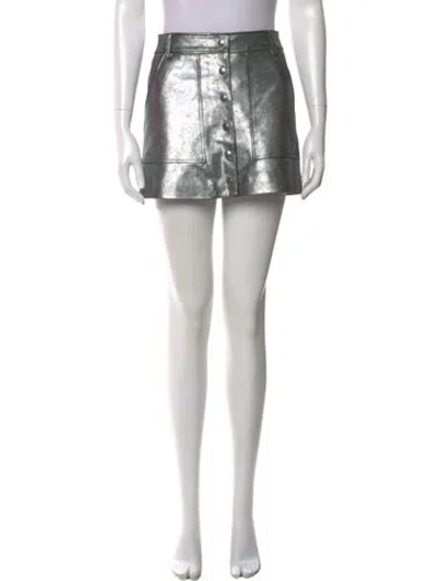 Pre-owned Frame Lamb Leather Mini Skirt In Gray
