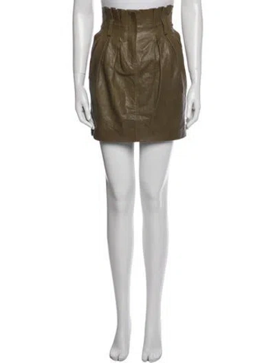 Pre-owned Frame Lamb Leather Mini Skirt In Green