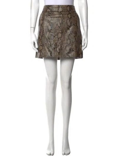 Pre-owned Frame Lamb Leather Mini Skirt In Neutrals
