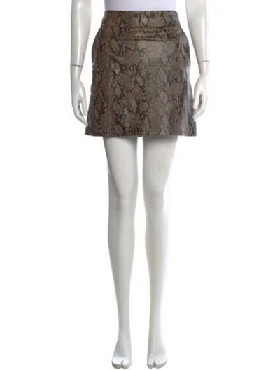 Pre-owned Frame Lamb Leather Mini Skirt In Neutrals