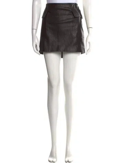 Pre-owned Frame Lamb Leather Mini Skirt W/ Tags In Black