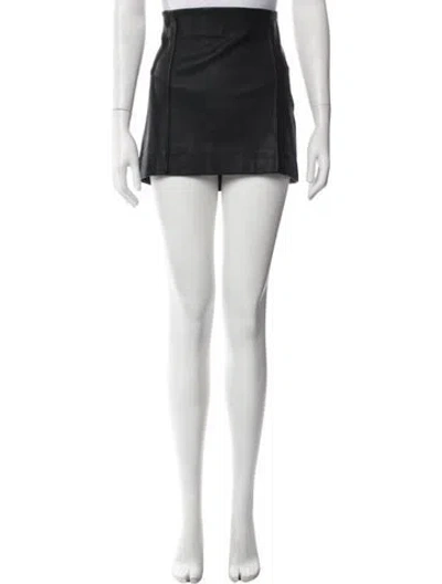 Pre-owned Frame Lamb Leather Mini Skirt W/ Tags In Blue