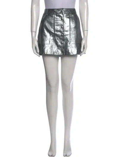 Pre-owned Frame Lamb Leather Mini Skirt W/ Tags In Gray