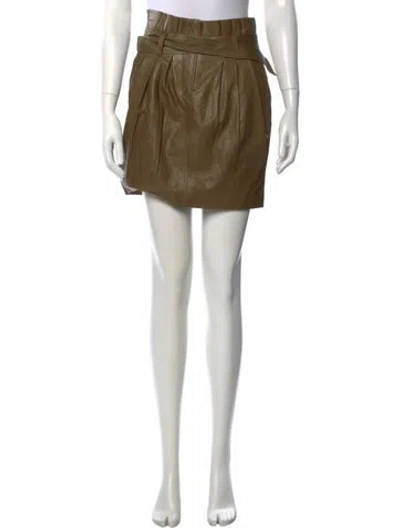 Pre-owned Frame Lamb Leather Mini Skirt W/ Tags In Gray