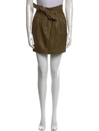 Pre-owned Frame Lamb Leather Mini Skirt W/ Tags In Green