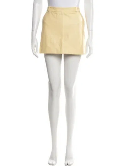 Pre-owned Frame Lamb Leather Mini Skirt W/ Tags In Yellow