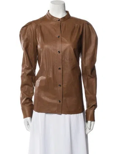 Pre-owned Frame Lamb Leather Pantsuit In Brown