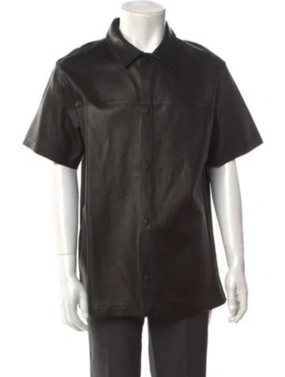 Pre-owned Frame Lamb Leather Short Sleeve Shirt In Black