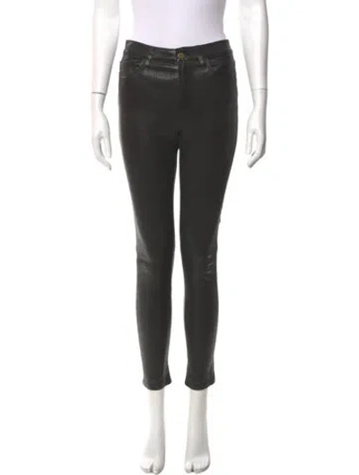 Pre-owned Frame Lamb Leather Skinny Leg Pants In Black