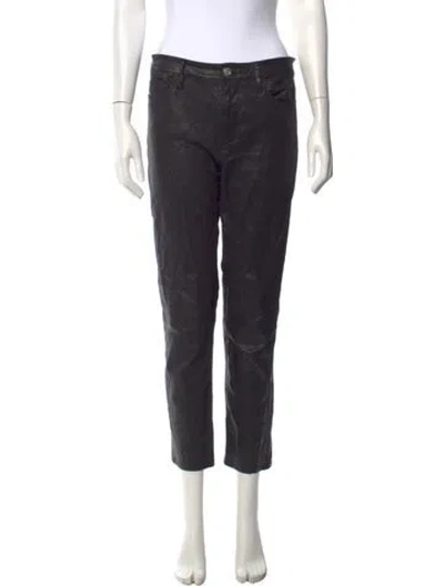 Pre-owned Frame Lamb Leather Skinny Leg Pants In Black