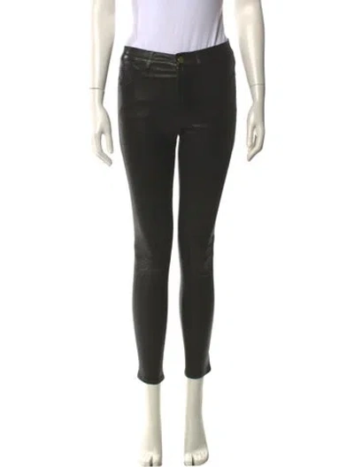 Pre-owned Frame Lamb Leather Skinny Leg Pants In Black