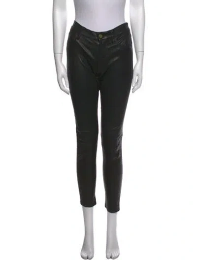 Pre-owned Frame Lamb Leather Skinny Leg Pants In Black
