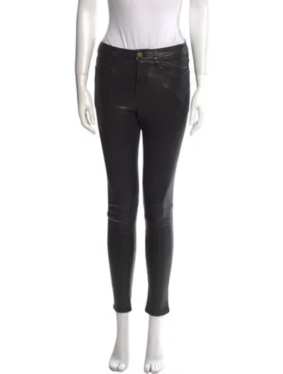 Pre-owned Frame Lamb Leather Skinny Leg Pants In Black
