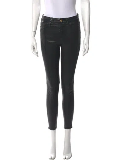 Pre-owned Frame Lamb Leather Skinny Leg Pants In Black