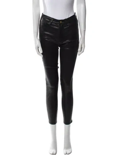 Pre-owned Frame Lamb Leather Skinny Leg Pants In Black